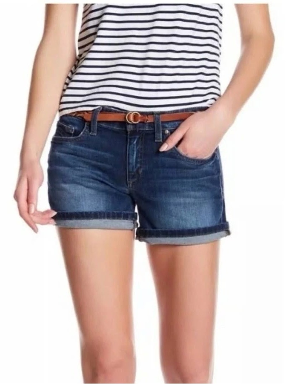 JOE’S JEANS “THE ROLLED SHORT” Denim High-Waisted Shorts In “EDLYN”, Size 31